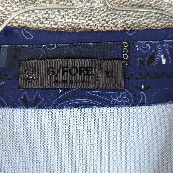 G/Fore G Fore Polo Shirt Mens XL Blue Paisley AOP Print Performance Stretch - Picture 5 of 8